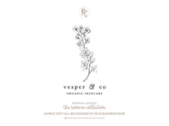 Botanical Branch Logo, Farmhouse Rustic Fine Art Elegant Photography Floral Nature Premade Logo Design