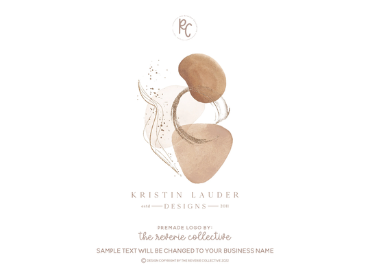 Boho Logo, Neutral Modern Beauty Fashion Romantic Midcentury Soft Art Premade Logo Design