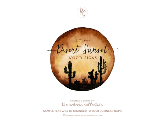 Desert Logo, Cactus Western Rustic Country Tumbleweed Outdoor Nature Premade Logo Design