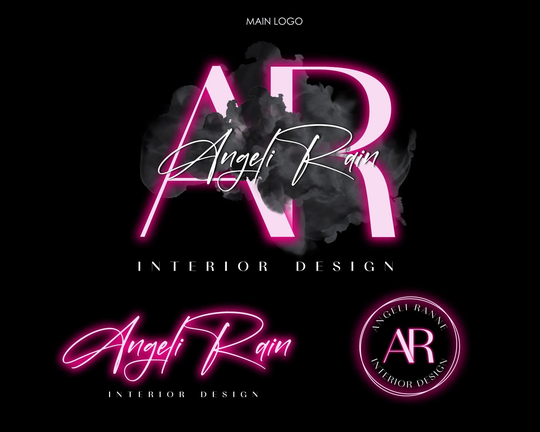 Premade Logo Design, Beauty Logo, Pink Neon Text Nail Lash Modern Cosmetic Brow Boutique