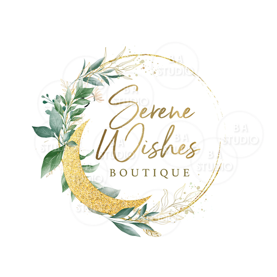 Gold Moon Logo - Premade Design & Branding Package Floral Circle Boutique Spiritual Mystical