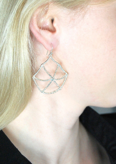 Large Hoops, Sophisticalted Silver Hoop Earrings, Spider Web Sterling