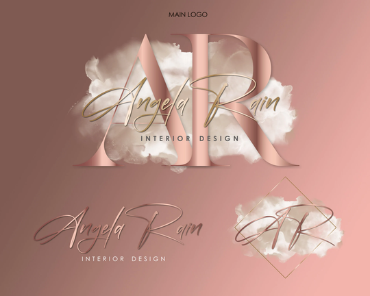 Rose Gold Logo, Premade Logo Design, Beauty Brow Smoke Nail Modern Signature Jewelry Cosmetic