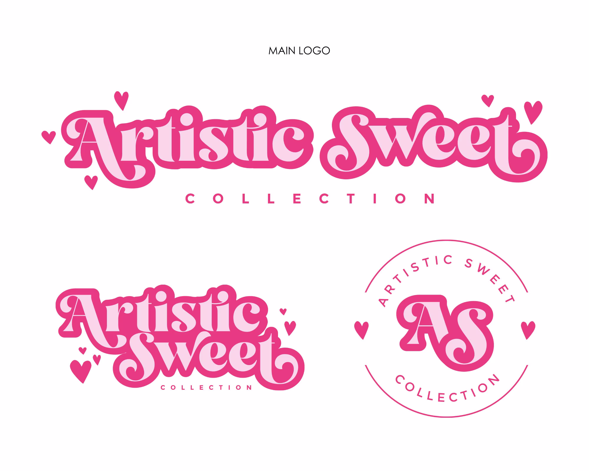 Pink Retro Logo, Premade Logo Design, Beauty Logo, Boho Minimal Text Modern Party Boutique Bakery