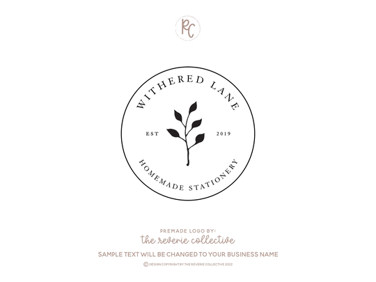 Botanical Logo, Farmhouse Rustic Minimalist Round Vintage Boutique Stamp Premade Logo Design