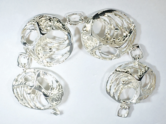 Karl Laine, "Spider Web" Vintage Silver Bracelet, Stain & Laine Finnfeelings, Modernist, Finland 1972