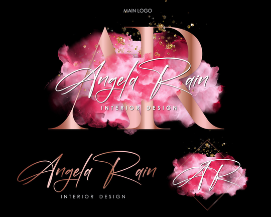 Glitter Pink Rose Gold Logo, Premade Logo Design, Beauty Text Smoke Nail Modern Signature Cosmetic
