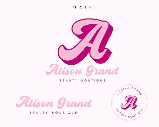 Pink Retro Logo, Beauty Logo, Premade Logo Design, Boho Vintage Boutique Hair Lash Branding, Nail Design