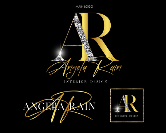 Beauty Logo. Premade Logo Design, Text Logo, Glitter Silver Gold Nail Brow Modern Signature Minimalist