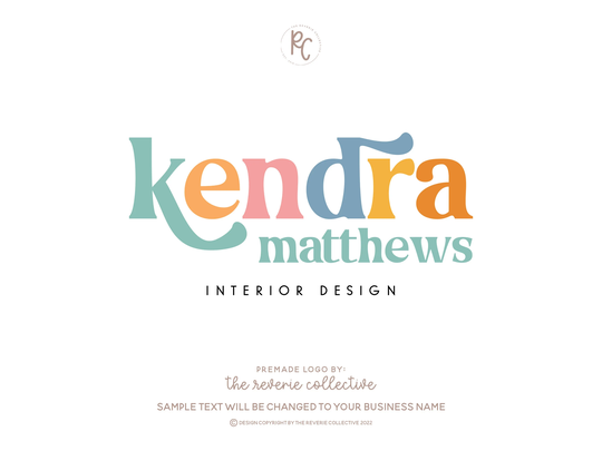 Boho Logo, Colorful Text Only Modern Bohemian Shop Abstract Minimal Blog Premade Logo Design