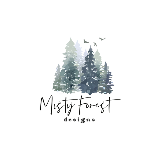 Misty Forest Logo Design Branding Package - Wildlife Nature Birds in Mist Watercolour