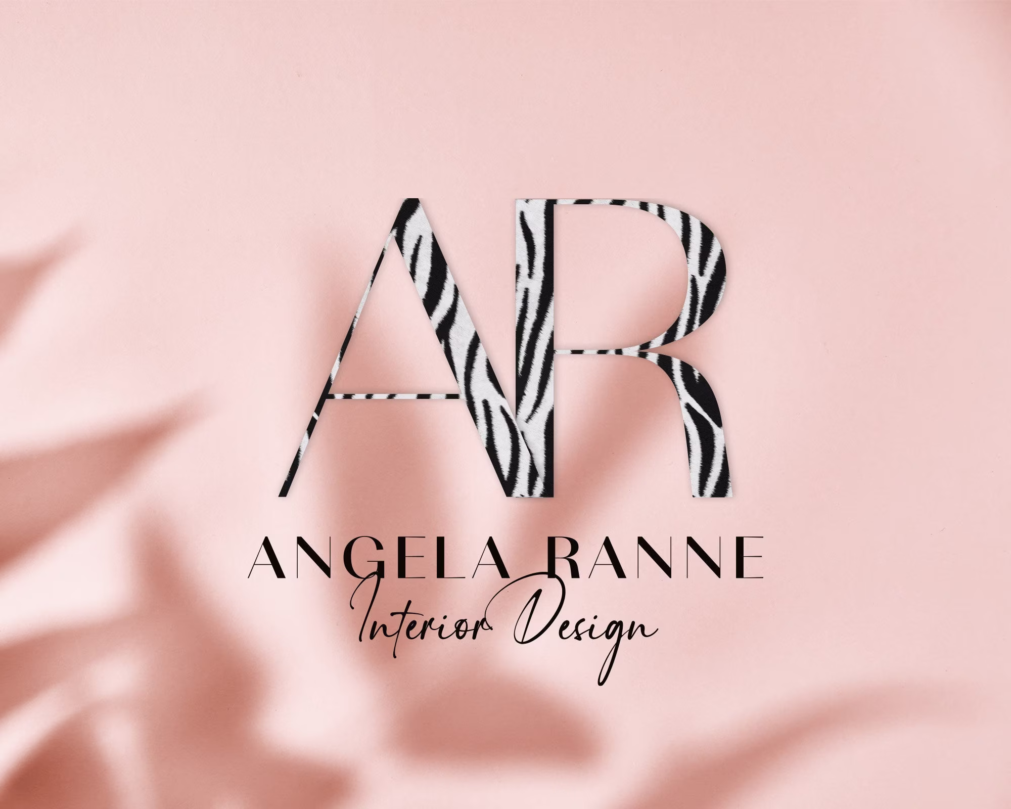 Interior Design Logo, Beauty Logo. Cheetah Print Text Premade Logo Design, Boutique Modern Luxury Minimal