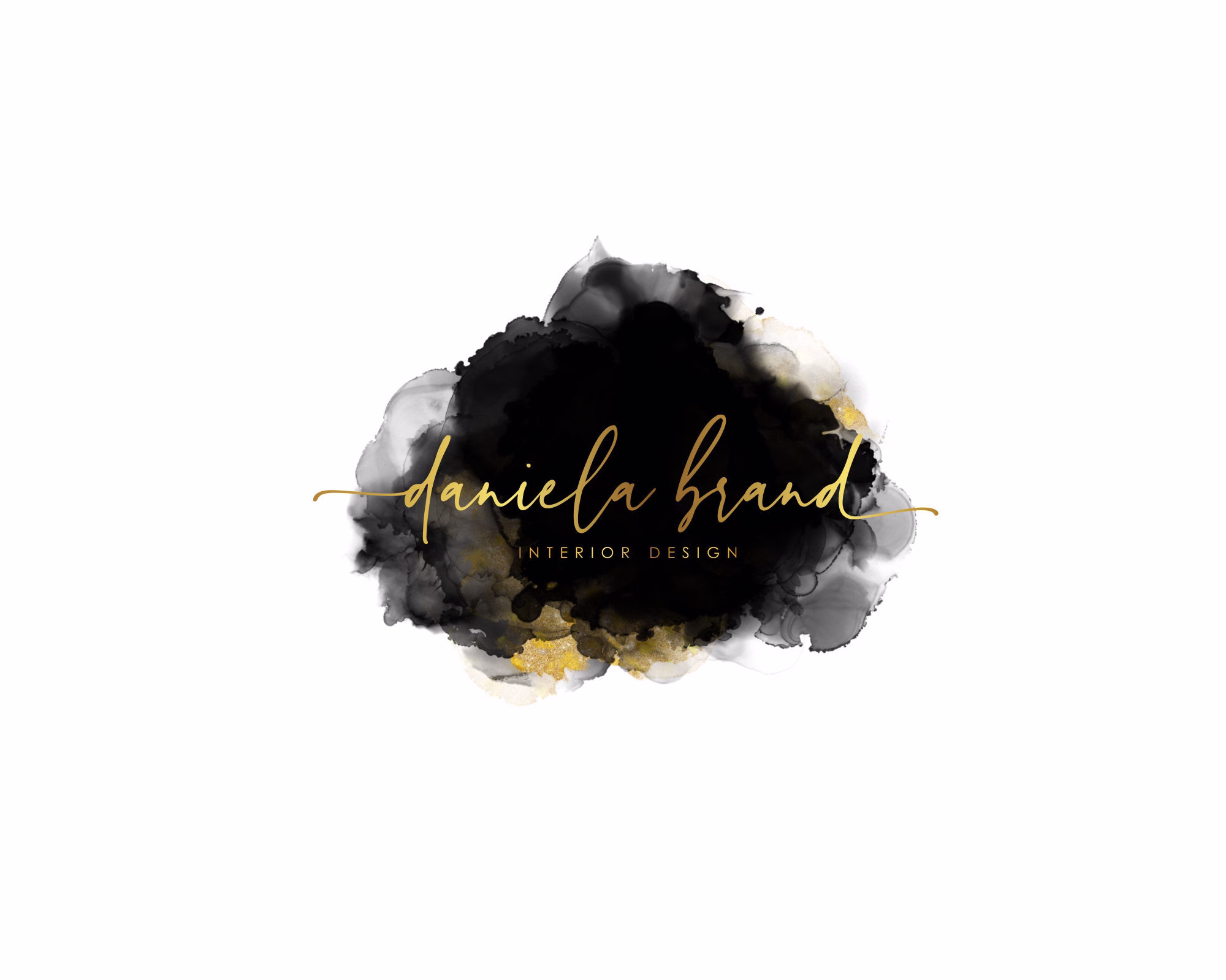 Beauty Logo, Watercolour Black & Gold Premade Logo Design, Boutique Jewelry Nail Modern Cosmetic