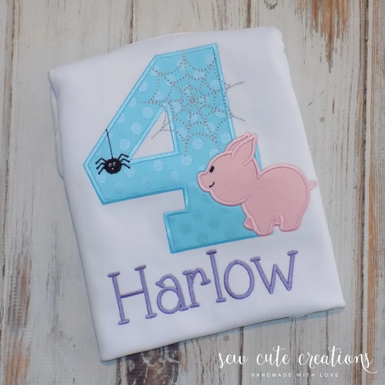 Charlotte's Web Birthday Shirt, Party, Charlotte Wilbur, 1st 2nd 3rd 4Th 5Th 6Th Birthday, Sew Cute Creations