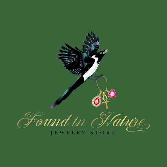 Magpie Jewelry Logo - Premade Design Business Jewellery Black Teal Purple Store & Branding