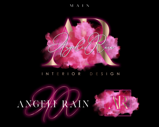 Pink & Gold Watercolour Logo, Premade Logo Design, Beauty Brow Nail Lash Luxury Modern Boutique