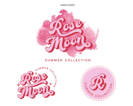 Pink Retro Logo, Premade Logo Design, Beauty Logo, Boho Bakery Text Modern Boutique Bohemian Minimalist