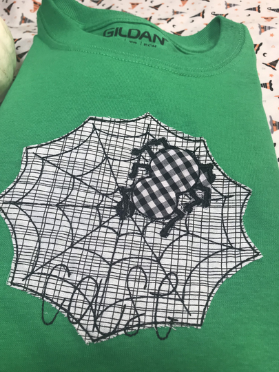 Personalized Kids Halloween Shirt Spider Web, Custom Halloween/Fall Embroidered