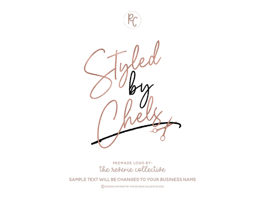 Hair Stylist Logo, Scissors Fashion Beauty Salon Stylish Edgy Hairstylist Premade Logo Design