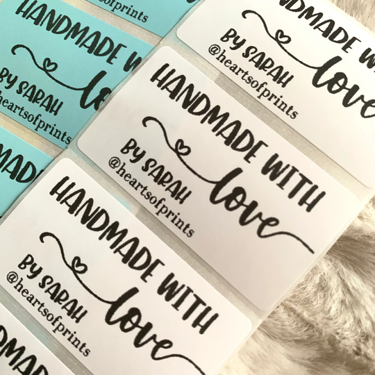 Handmade With Love By Labels | Social Media Marketing Personalized Label Small Business Supplies Shop Sticker
