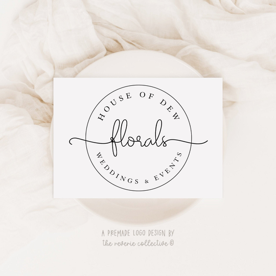 stamp Logo, Signature Modern Round Circle Photography Wedding Calligraphy Premade Logo Design
