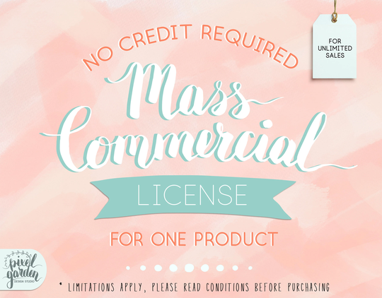 Mass Commercial License For One Clip Art Or Digital Paper Set. For Unlimited Sales/Units. No Credit Required