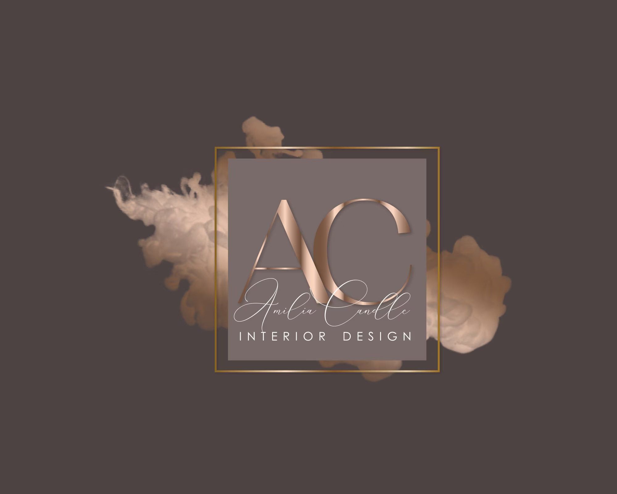Premade Logo Design, Beauty Logo. Text Logo, Watercolor Rose Gold Interior Design Modern Signature Minimalist