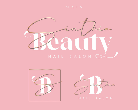 Pink Beauty Logo. Nail Logo, Premade Logo Design, Boutique Brow Modern Signature Lash Cosmetic Hair