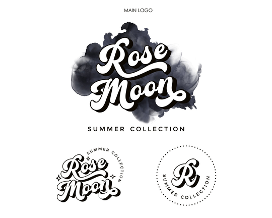 Beauty Logo, Retro Logo, Premade Logo Design, Boho Funky Text Hippie Modern Boutique Watercolour