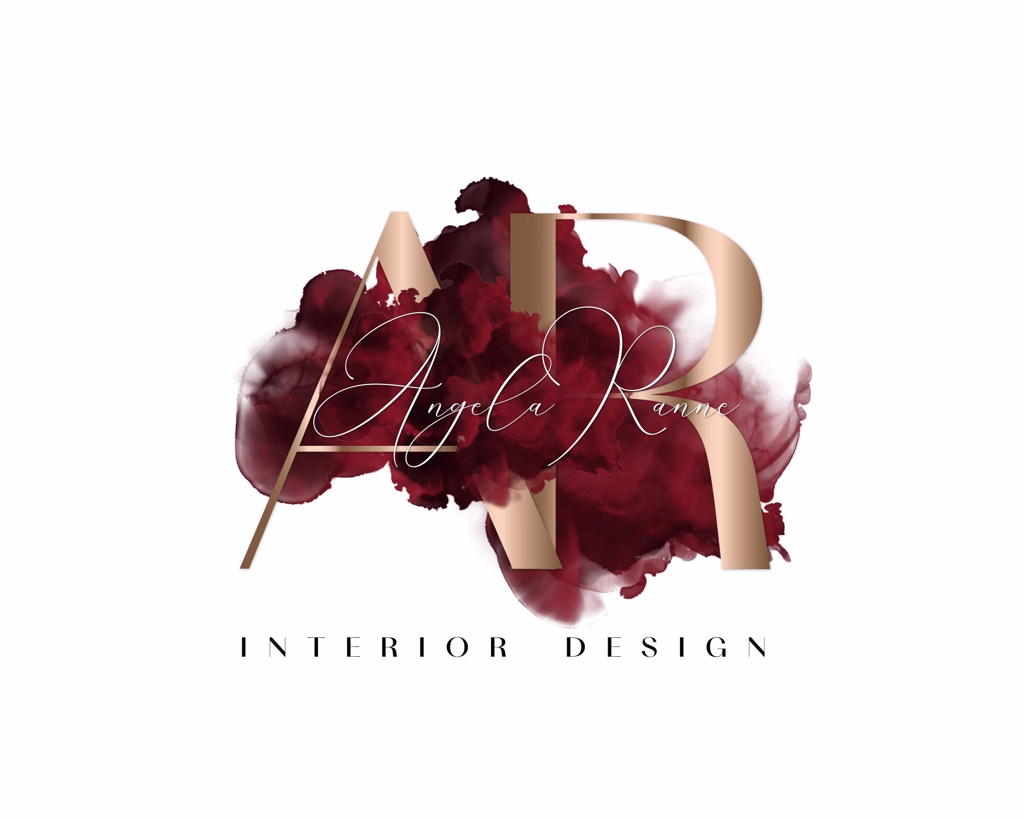 Red Watercolour Logo, Beauty Premade Logo Design, Brow Interior Design Modern Signature Minimalist