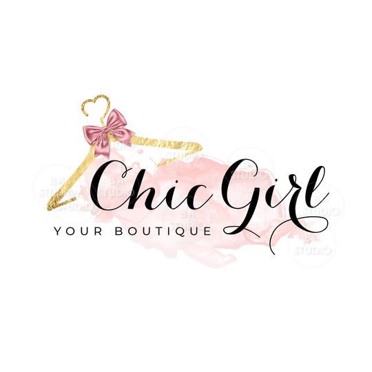 Clothes Hanger Logo - Premade Design Boutique Fashion Rose Pink Bow Clothing
