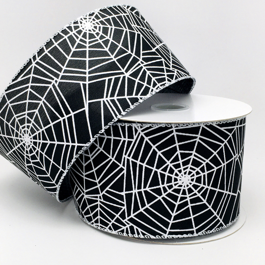 10 Yards Spider Web Halloween Wired Ribbon - For Wreaths