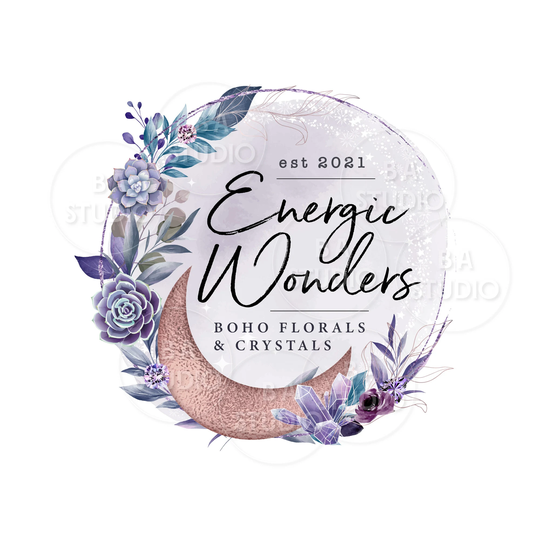 Crystal Moon Logo Premade Design & Branding Package - Healing Meditation Boho Spiritual Wellbeing