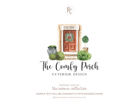 Porch Logo, Front Door House Home Real Estate Realtor Farmhouse Decor Premade Logo Design