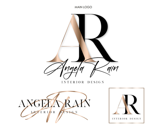 Rose Gold Logo, Beauty Logo. Brow Premade Logo Design, Real Estate Interior Design Modern Signature Minimalist