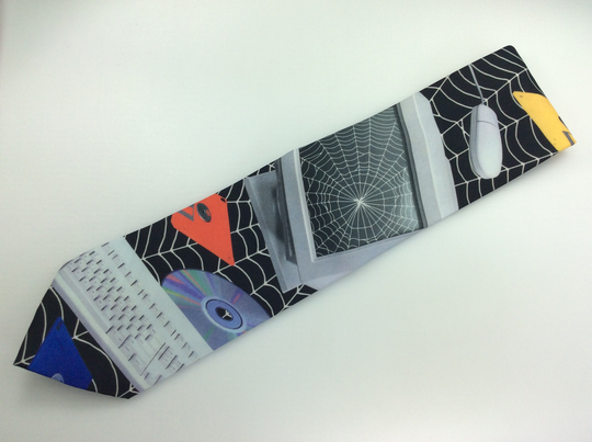 Vintage Ralph Marlin Co Men's Necktie Computer-The Web Design Multi Color 1997 56" Total Length New Old Stock