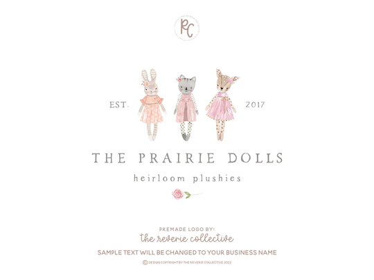 Bunny Logo, Deer Cat Rag Dolls Childrens Kids Nursery Girly Woodland Premade Logo Design