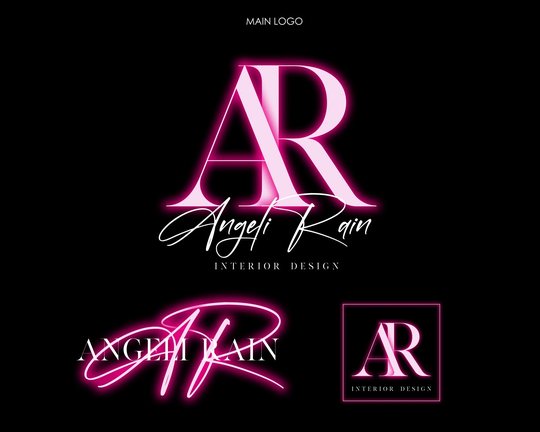 Pink Neon Logo, Premade Logo Design, Beauty Text Nail Signature Cosmetic Brow Boutique Modern