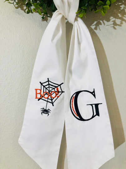 Halloween Monogrammed Wreath Sash With Spider Web Free Shipping