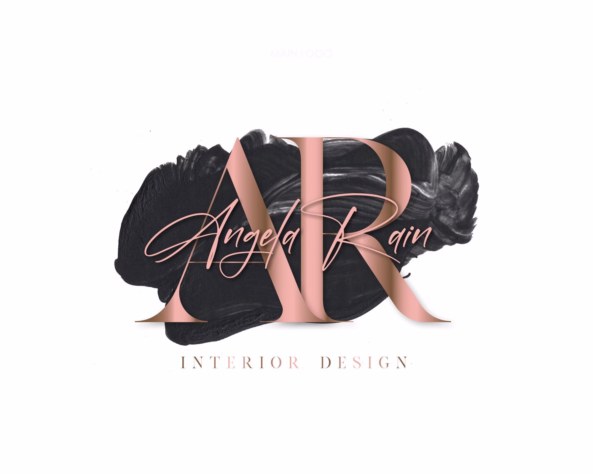 Rose Gold Logo, Beauty Logo. Text Premade Logo Design, Nail Interior Design Modern Signature Minimalist