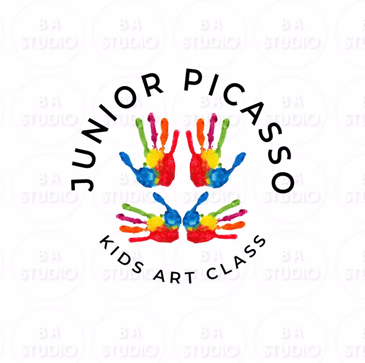 Kids Art Logo - Junior Picasso Paint Classes Hand Face Fro All Summer Camp Artwork